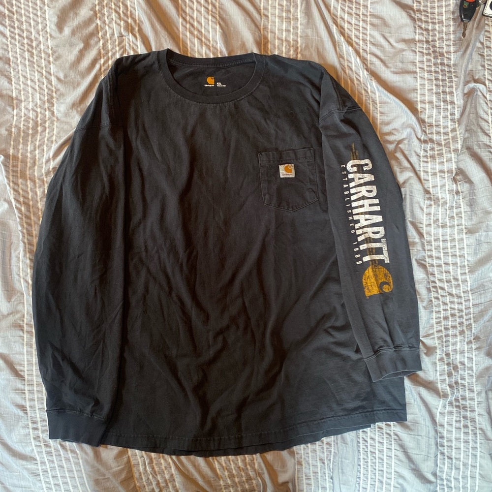 Carhartt EST 1889 Black Long Sleeve T Shirt Size 4XL
